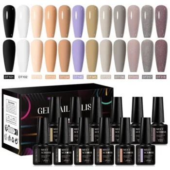 MEET ACROSS 7ML 12pcs Gel Nail Polish Solid Color Glitter SSZH62002