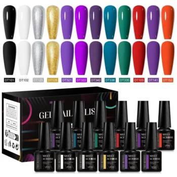 MEET ACROSS 7ML 12pcs Gel Nail Polish Solid Color Glitter SSZH62003